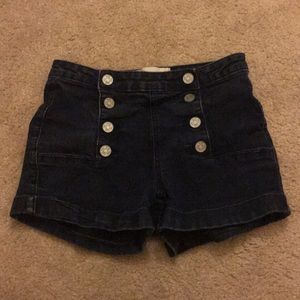 Dark Blue Denim High Waisted Sailor Shorts